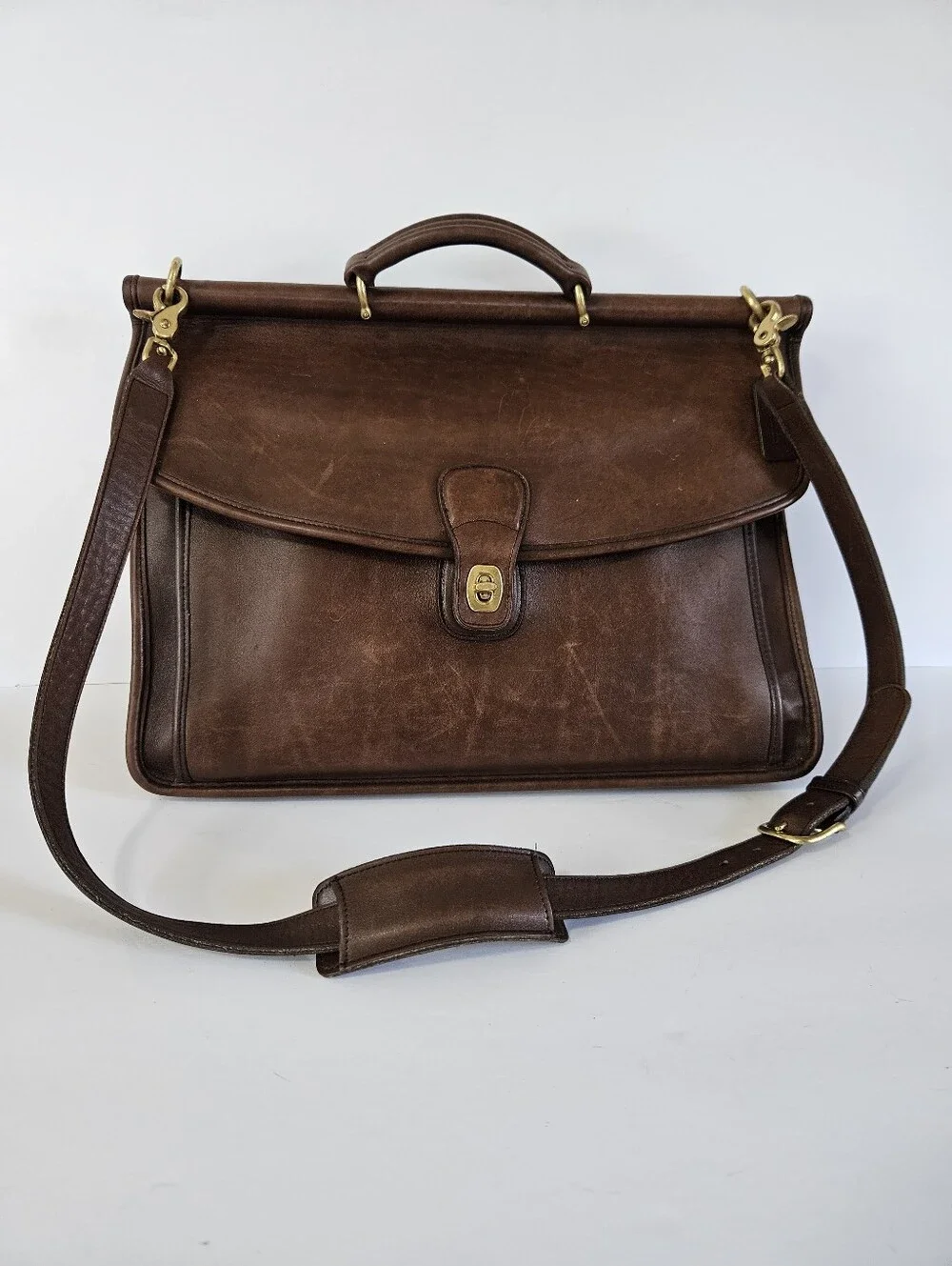 Coach Vintage Beekman Leather Messenger Shoulder Bag Briefcase Mocha Brown 5266